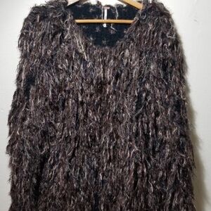 Free People Textured Black and Brown Sweater